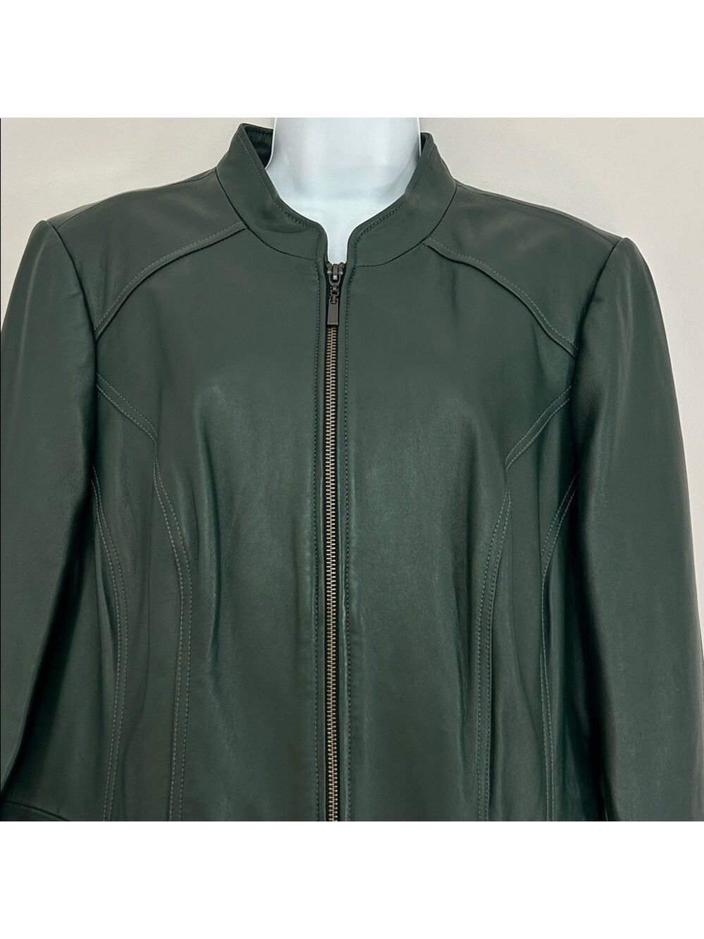 Denim & Co Women's Green Leather Jacket - Picture 2 of 13